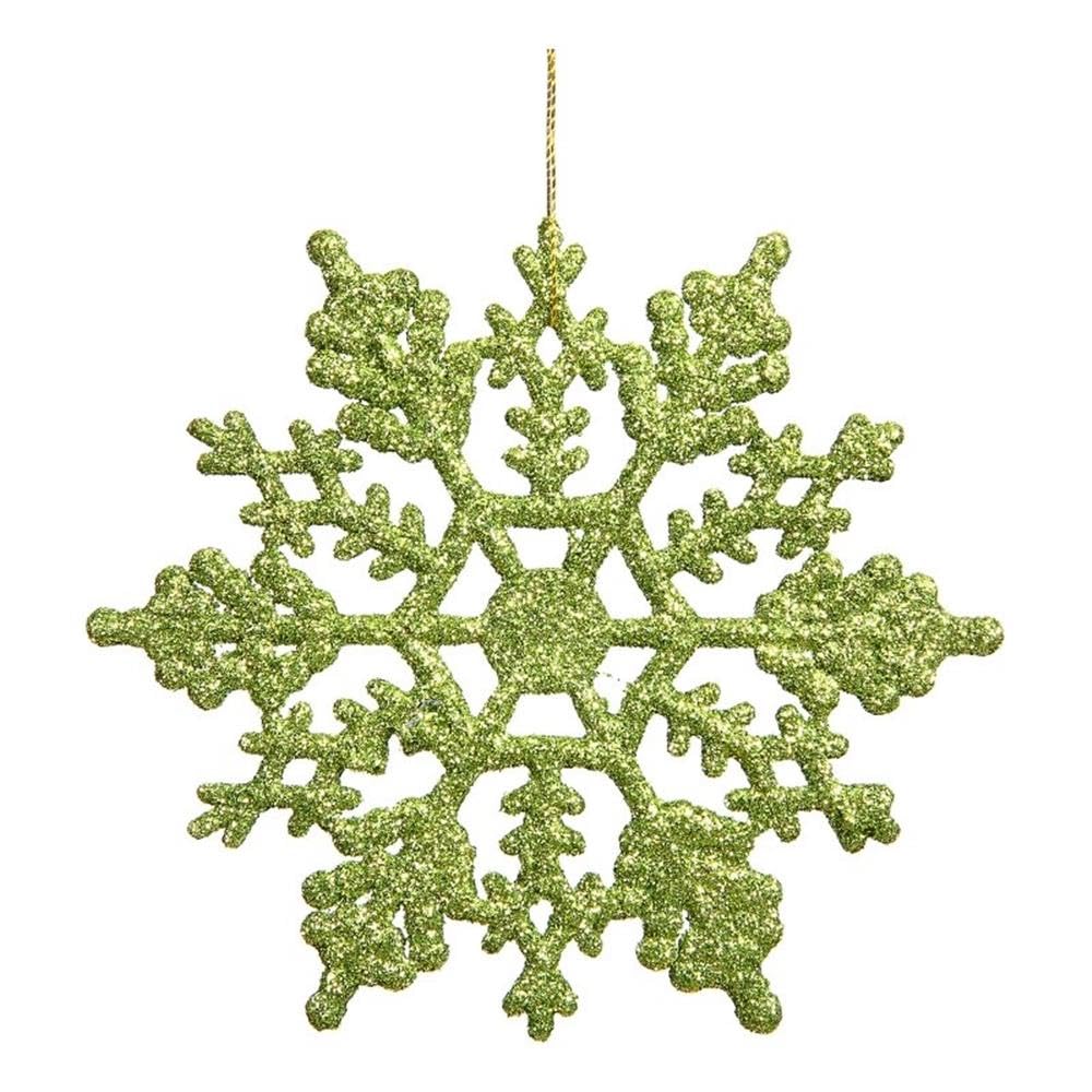 Vickerman Plastic Glitter Snowflake, 4-Inch, Lime, 24 Per Box