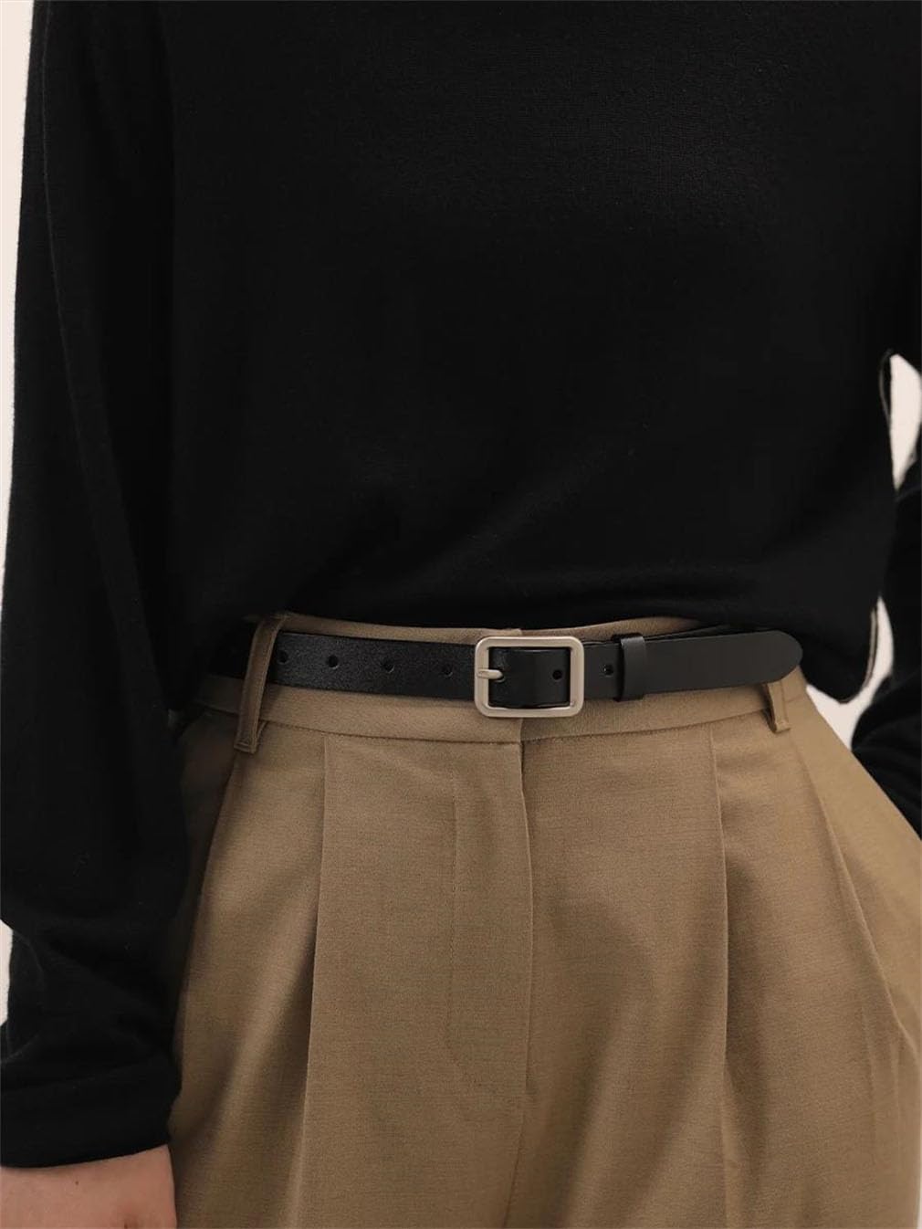 Cinturón clásico casual para mujer con hebilla cuadrada para pantalones vaqueros