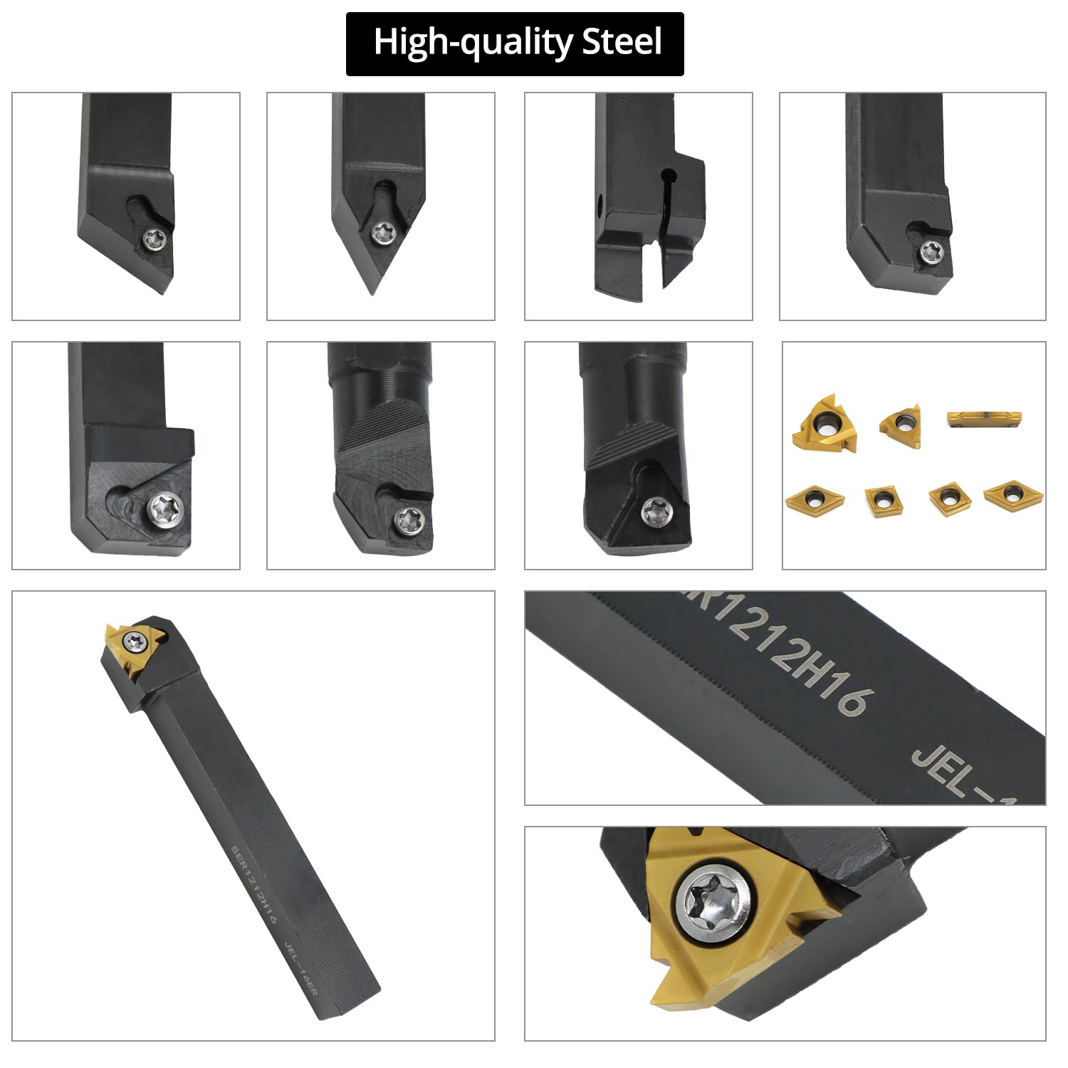 QWORK® 21 Piezas Juego de Torno Cinceles, Torno Cinceles con 12 mm Barra de Mandrinado, Insertos de Carburo, Llave, para una Variedad de Tareas de Torneado, Mecanizado Fino