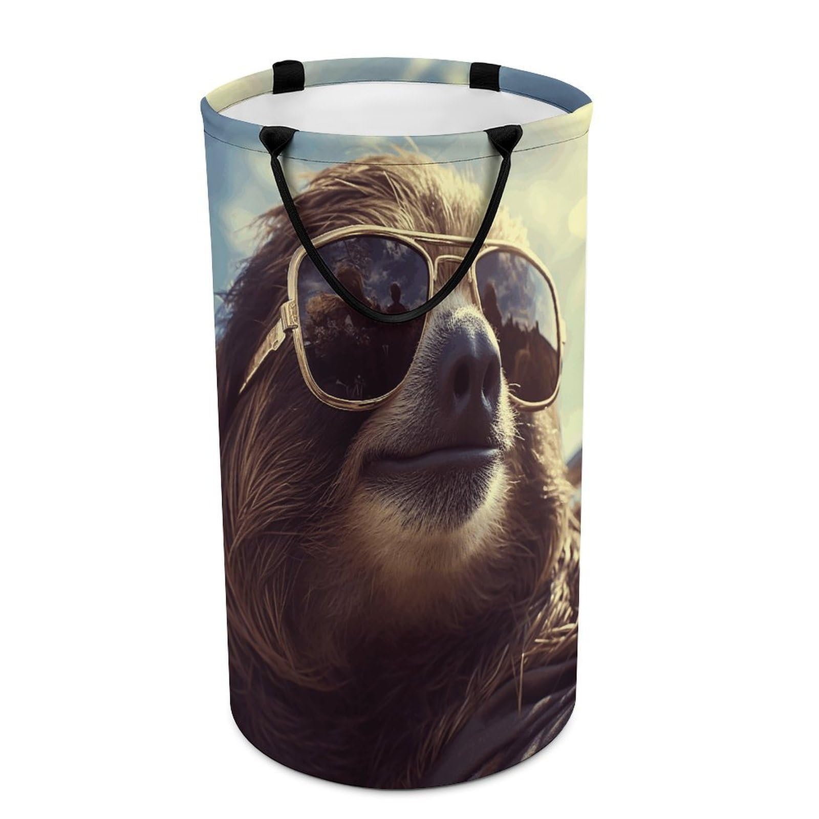 Adfgyerh Style Sloth With Sunglasses Laundry Basket ，Foldable Waterproof Model ，Laundry Hamper ，Handles On Both Sides Easy To Move ，Storage Basket For Bedroom, Bathroom, Dorm, Laundry Room.