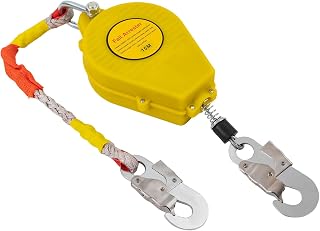 CheriMuMu 49.2ft Self-Retracting Lifeline Fall Arrester - 330lbs Capacity, Flame-Retardant Steel Wire for Height Safety