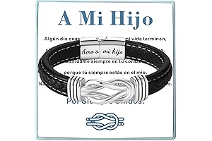 Black Leather Bracelet for Men, Christmas Gifts for Boyfriend