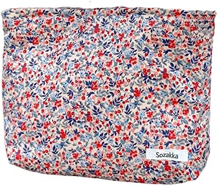 Makeup Bag for Women,Large Floral Cosmetic Bags Travel Toiletry Bag Organizer Zipper Storage Pouch,Beige Flowers