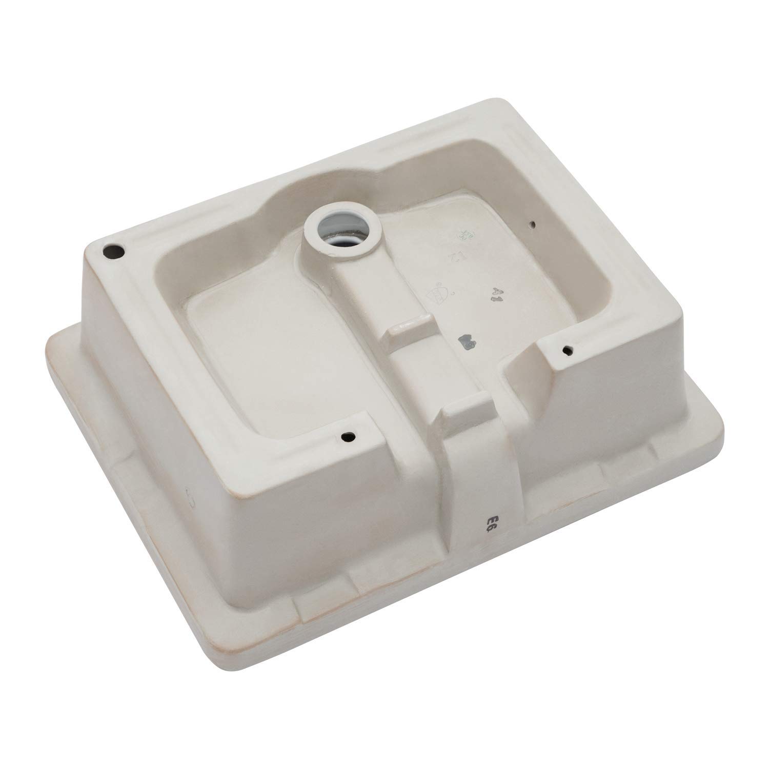 Lordear Fregadero de baño empotrado, rectangular, porcelana blanca, cerámica, lavabo con desbordamiento de 20 x 16 pulgadas
