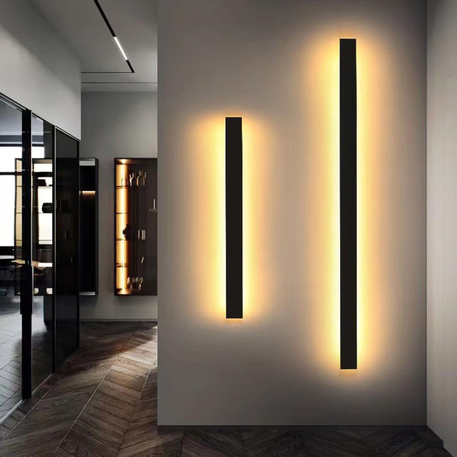 79" 36W LED Long Bar Outdoor Wall Light, IP65 Waterproof, Warm White, Modern Style, Rectangular Black, 79 x 1.8 x 2.2 inches