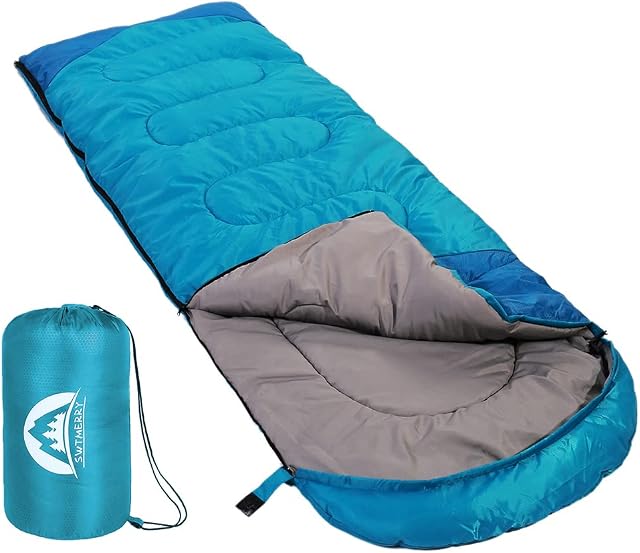 SWTMERRY- Sleeping Bag 3-4 Seasons (Summer, Spring, Fall, Winter) Warm & Cool Weather - Lightweight,Waterproof Indoor & Outdoor Use for Kids, Teens & Adults for Hiking, Backpacking and Camping