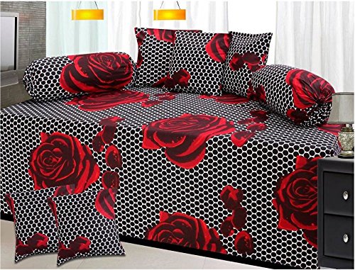160 Tc Cotton Diwan Set,(Set of 8) 1 Single Bedsheet (90 X 60 Inches)-image-5