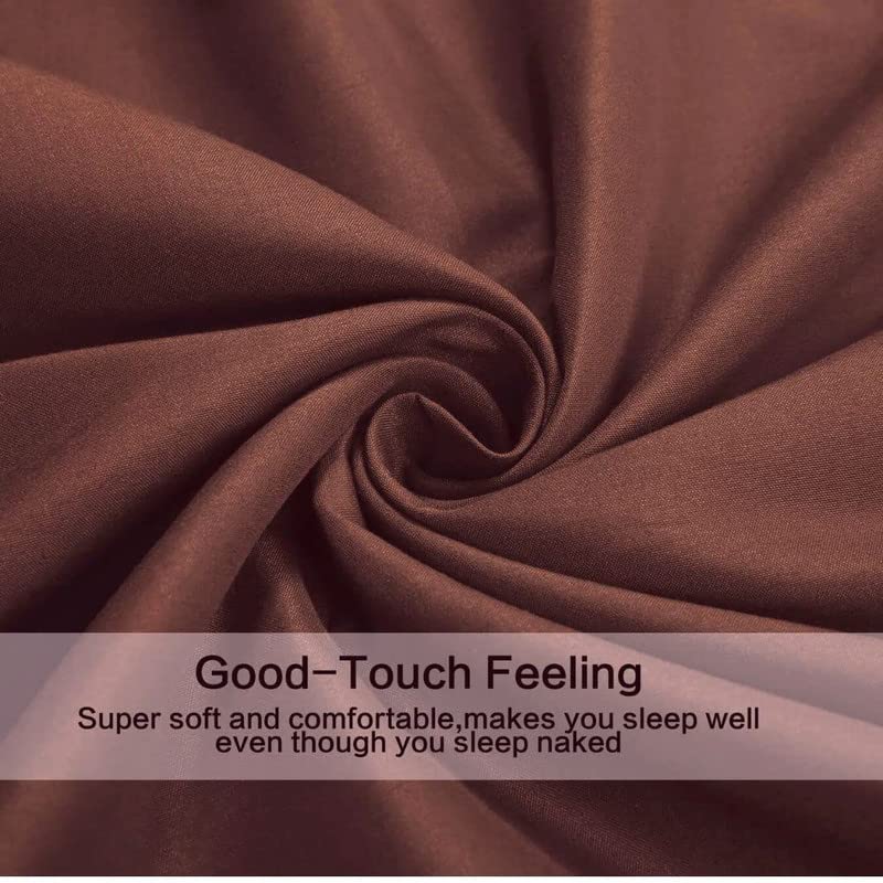 Image of Single Bed Super Solid Plain Bedsheet Cotton Microfiber with 1 Pillow Covers Brown