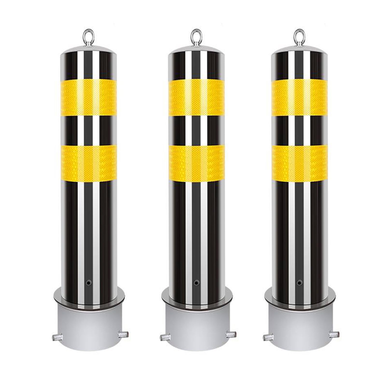 SnamicE Stainless Steel Parking Bollard - Durable Safety Barrier Post for Driveways & Roads, Traffic Control Pole, Strong Stability, Silver,Silver-11.4cm/4.5in 15.9cm/6.3i,Silver (3pcs)-15.9cm/6.3in