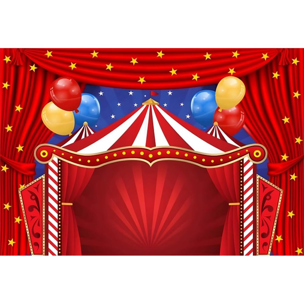 3,5x2,5m Sfondo a tema circo e carnevale Tenda rossa stelle festa di compleanno sfondo fotografico Sfondo per festa a tema tenda del circo Decorazioni per la tavola della torta