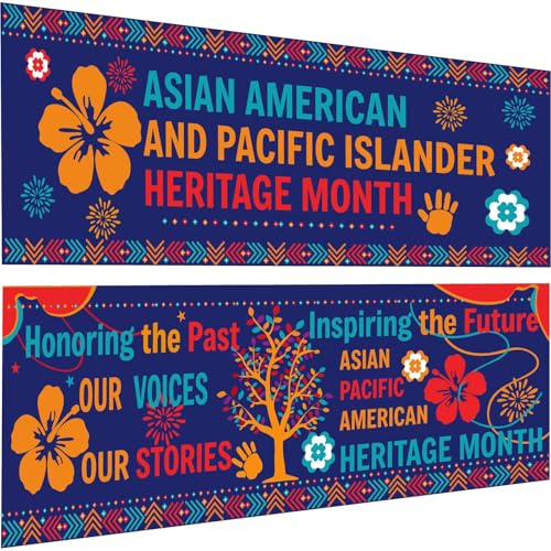 2PCS Asian Pacific American Heritage Month Banner Backdrop AAPI Heritage Month Bulletin Board Asian American and Pacific Islander Heritage Month Background for AAPI Party Supplies