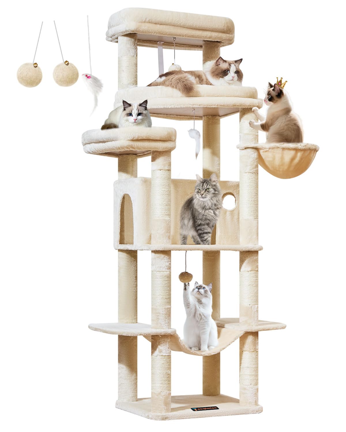 Amazon | Taoqimiao キャットタワー 高さ180cm 大型猫用 多頭飼い 猫