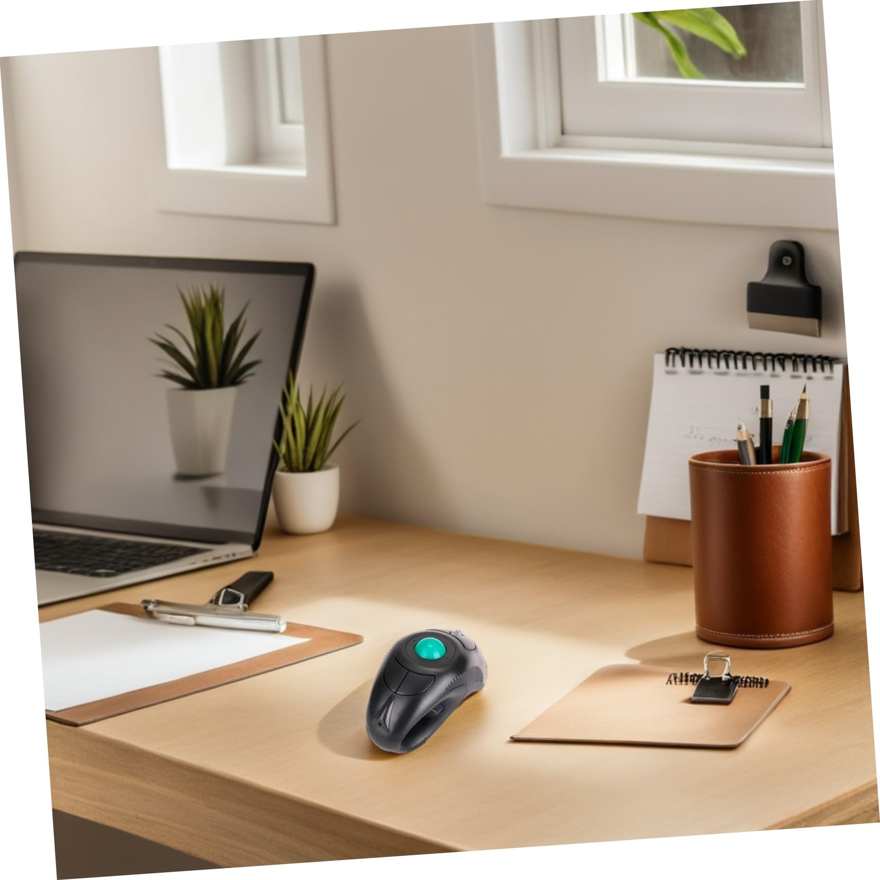 Souris Trackball Portable 2,4 Ghz sans Fil Noire Commande Pouce, Boutons Gauche/Droite Adaptés aux Droitiers et Gauchers, Usage Bureautique Quotidien