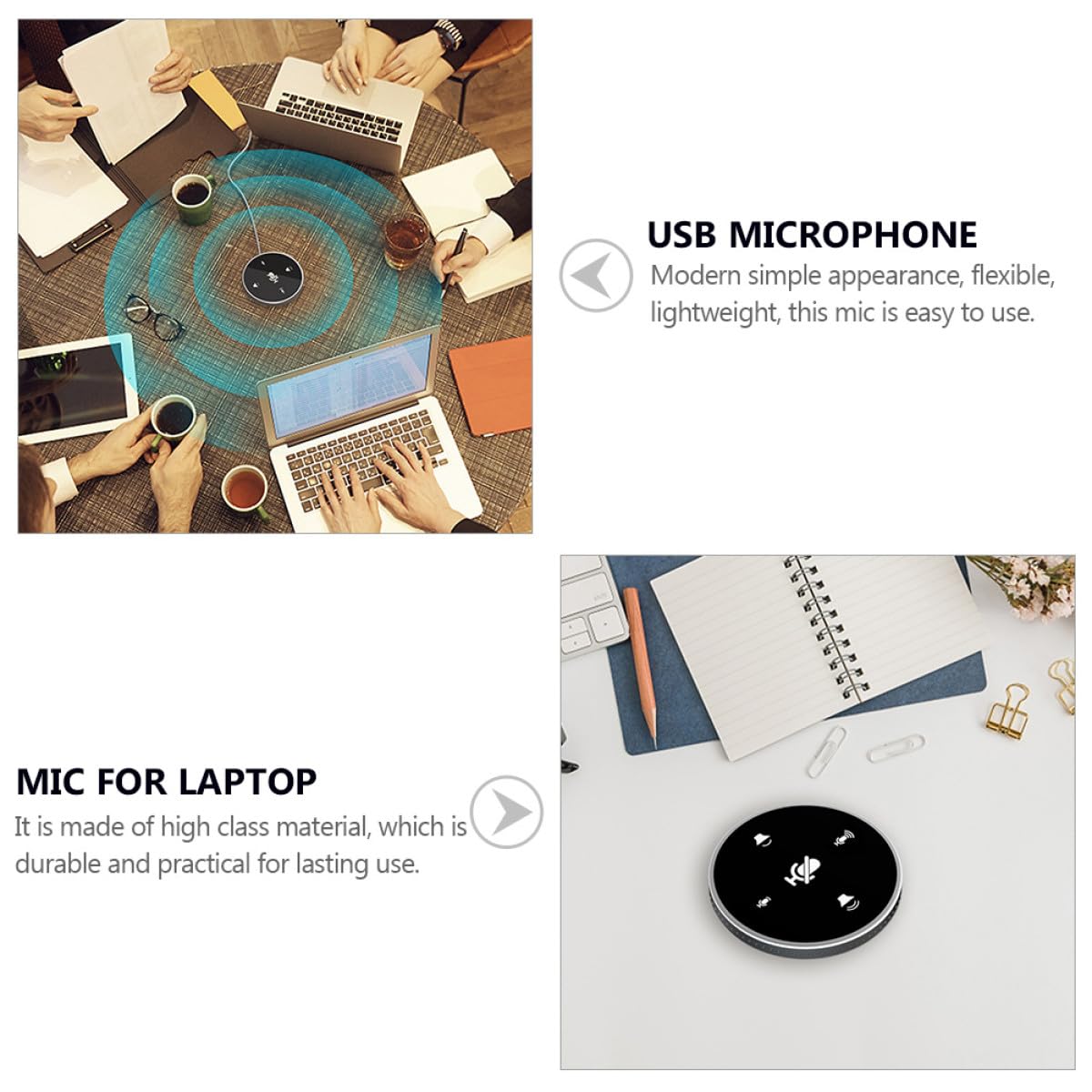 Micrófono Omnidireccional para Videoconferencia Micrófono USB De Escritorio para Reuniones y Transmisión para Chat