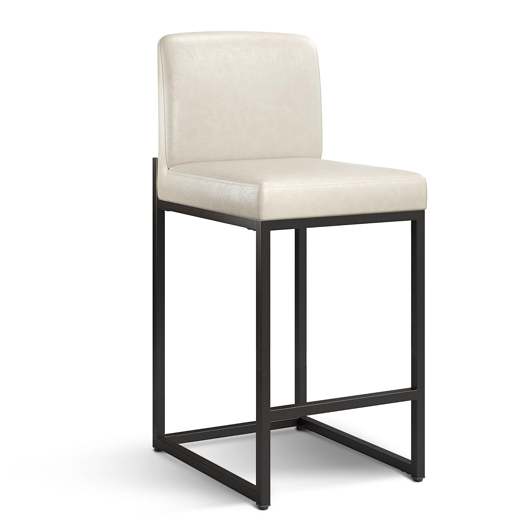 Sophia & William Light Grey Bar Stool, Counter Height 24" Bar Stools with Backs, Modern PU Leather Kitchen Island Bar Chairs,1 Pack