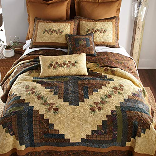 Donna Sharp Pillow Sham - Cabin Raising Pine Cone Lodge Decorative Pillow Cover With Pine Cone Pattern - Standard #TOP3
