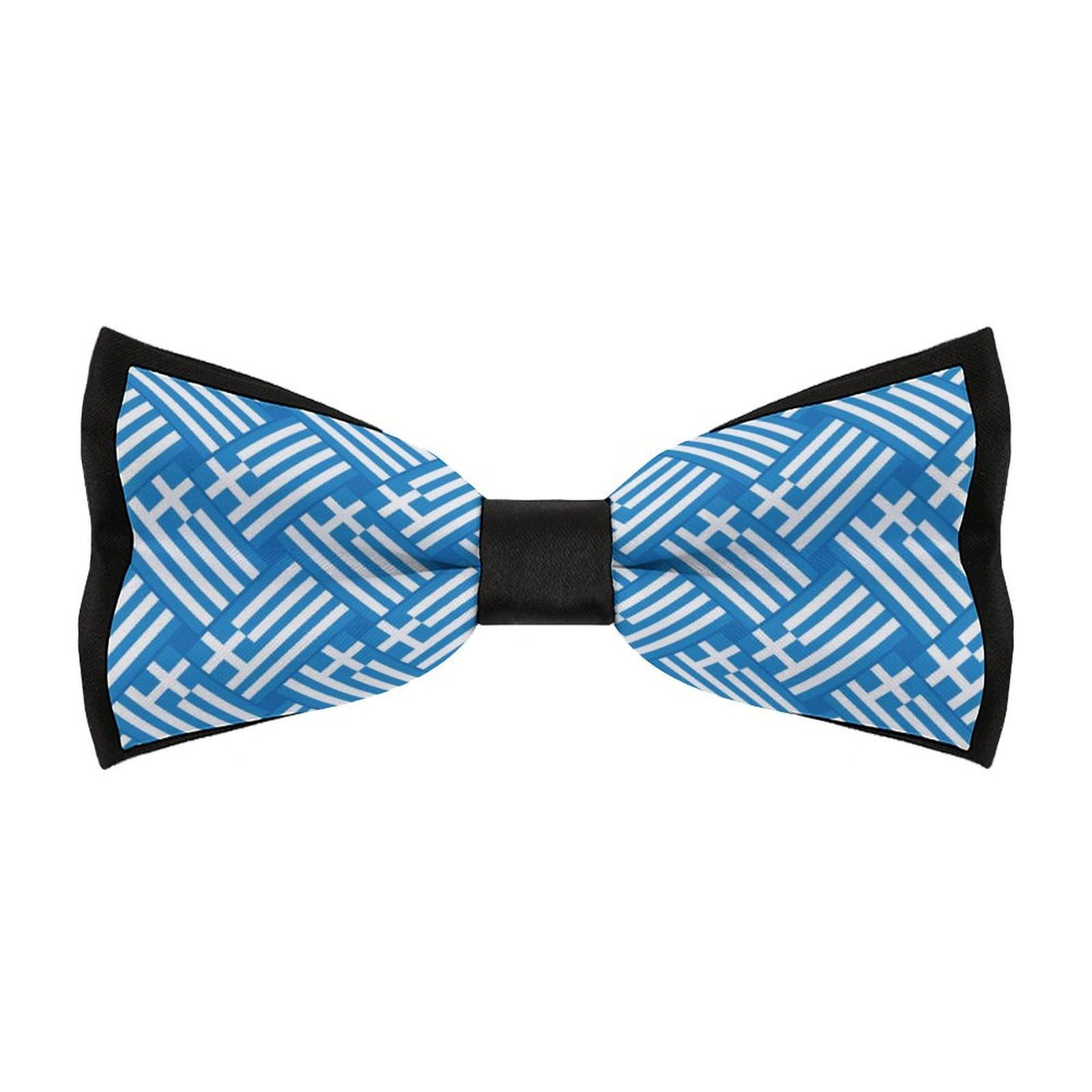 Hlbsdm Men's Black Greek Flag Comfortable Bow Ties Adjustable Pre-Tied Bowties For Wedding Party Business Daily