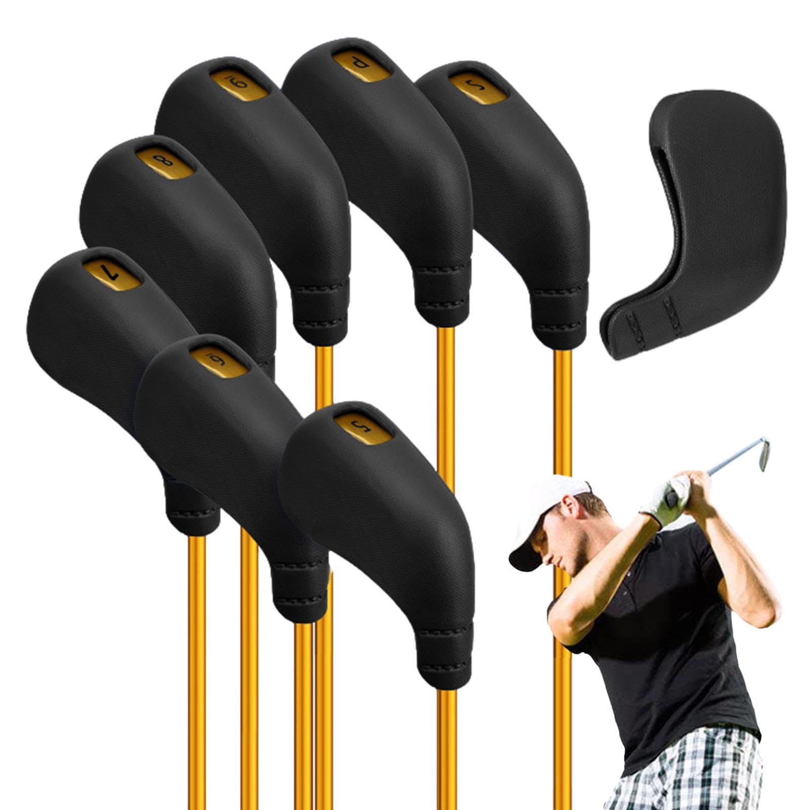 Fundas para cabeza de golf, funda para cabeza de conductor de golf, protector de cabeza de palo de golf, juego de 8 fundas para cabeza de hierro de golf con número hueco, fundas para cabeza de palo de