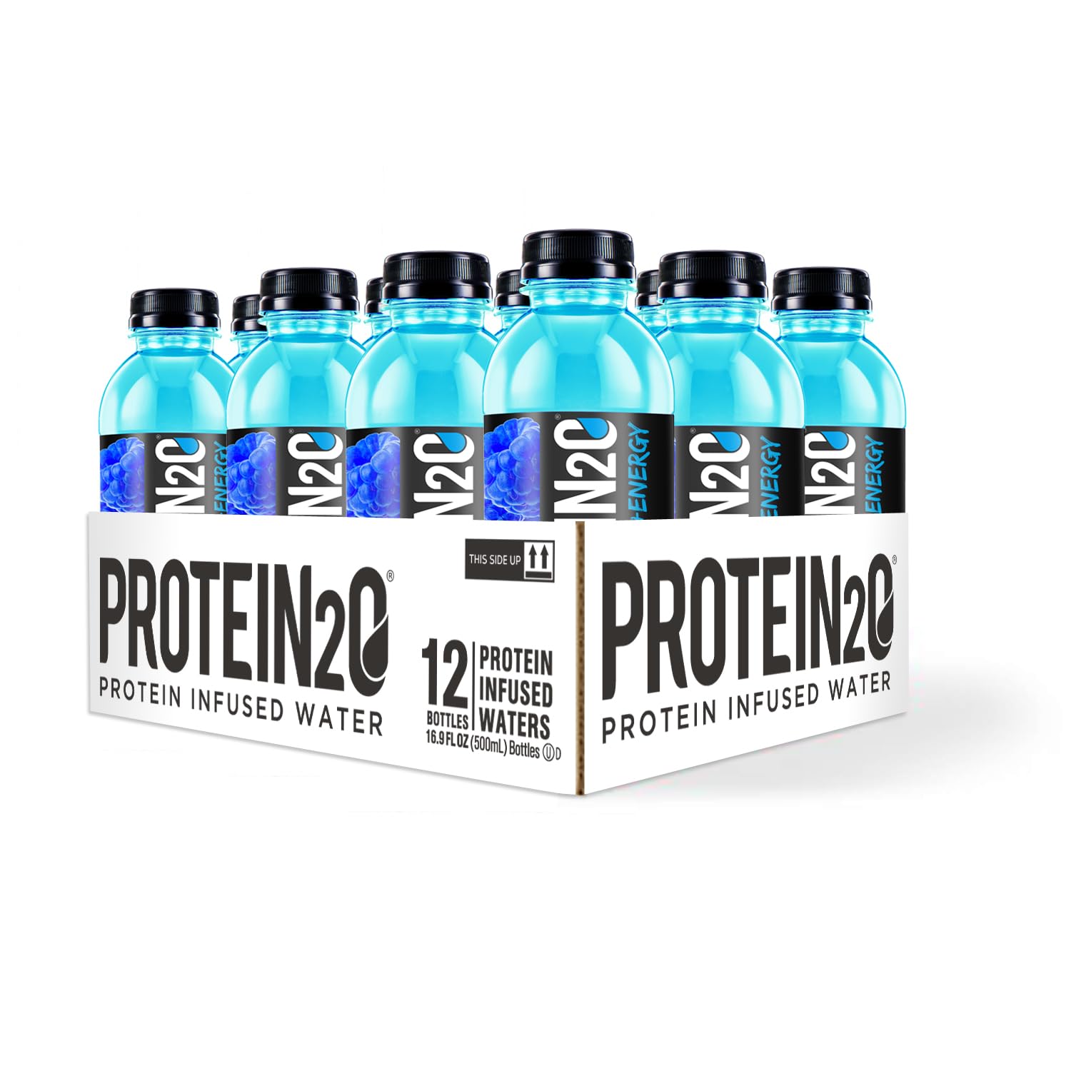 Protein2o 15g Whey Protein Infused Water Plus Energy, Blueberry Raspberry, 16.9 oz Bottle (Pack of 12)