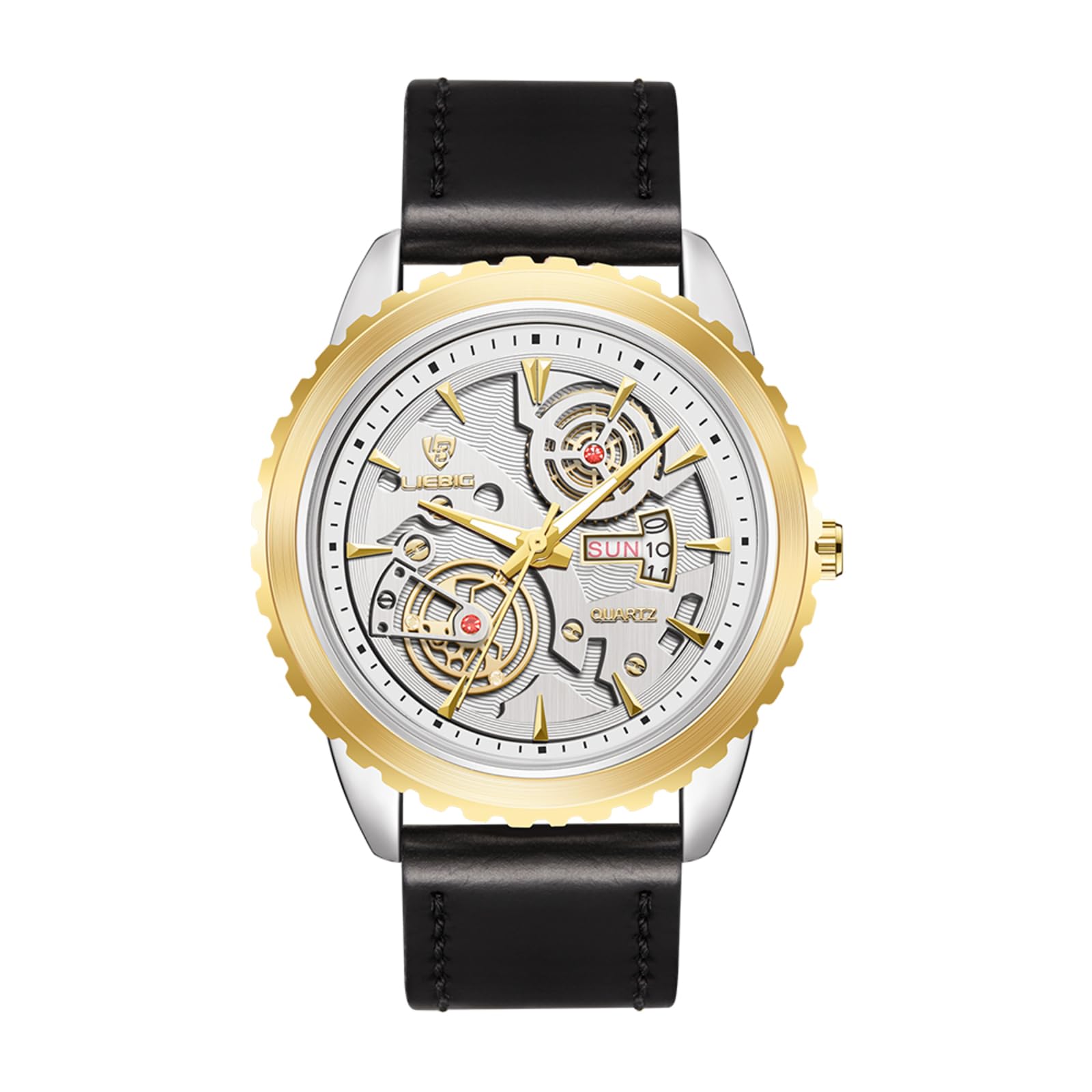 Liebig Watch for Men Fashion Business, Men‘s Silver Dial Quartz Watch, Watches Waterproof Chronograph Quartz Watches with Black Leather Band, L103302 (B0D6FDYMTV) Amazon Price History, Amazon Price Tracker