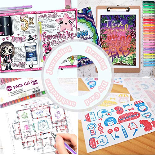 ZSCM QUALITY DECIDES THE FUTURE Glitter Gel Pens Set, ZSCM 100 Colors,Art Markers with 40% More Ink, Kids Drawing Adult Coloring Books Bullet Journaling Crafts Scrapbooks Women Gifts - Thumbnail 4
