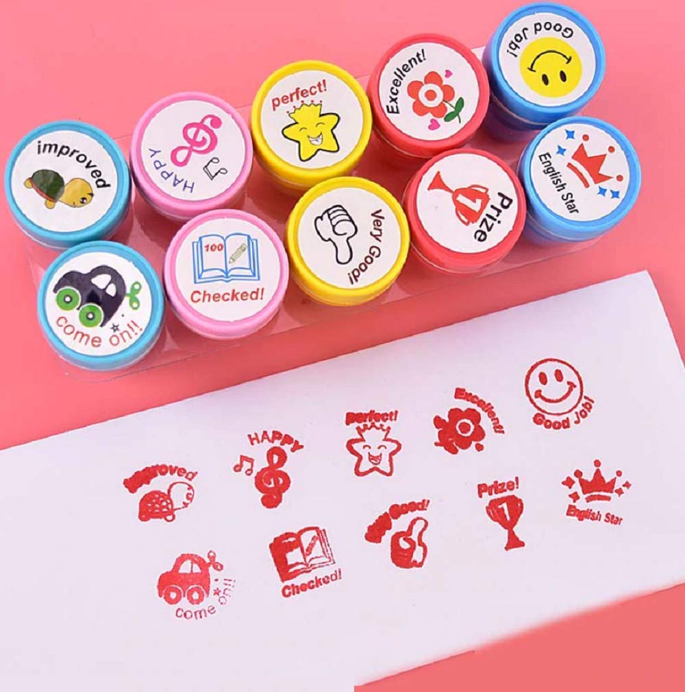 10 Pcs Motivation Stamper for Kids - Stamper Art & Craft for School Supplies Toys for Kids/Boys/Girls- Red Color