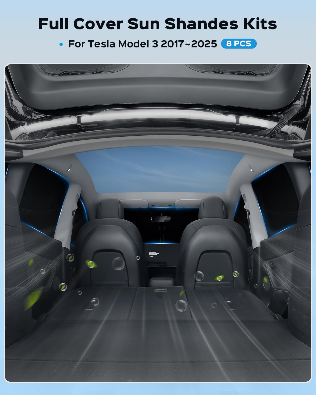 Parasole a 8 pezzi per Tesla Model 3, parasole anteriore e posteriore per la privacy del parabrezza, copertura per la privacy, visiera parasole, accessori Model 3 a isolamento termico