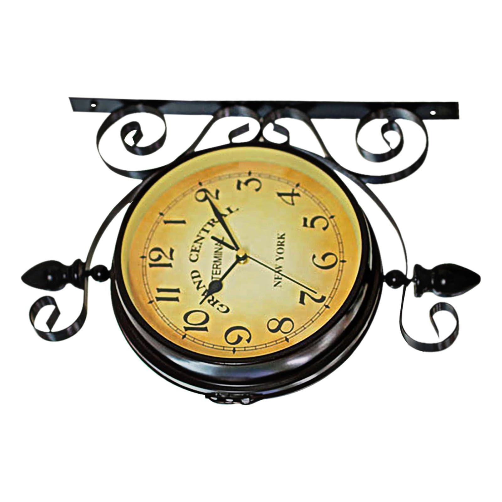 Horloge rétro double face en métal forgé artisanale et silencieuse GALPADA