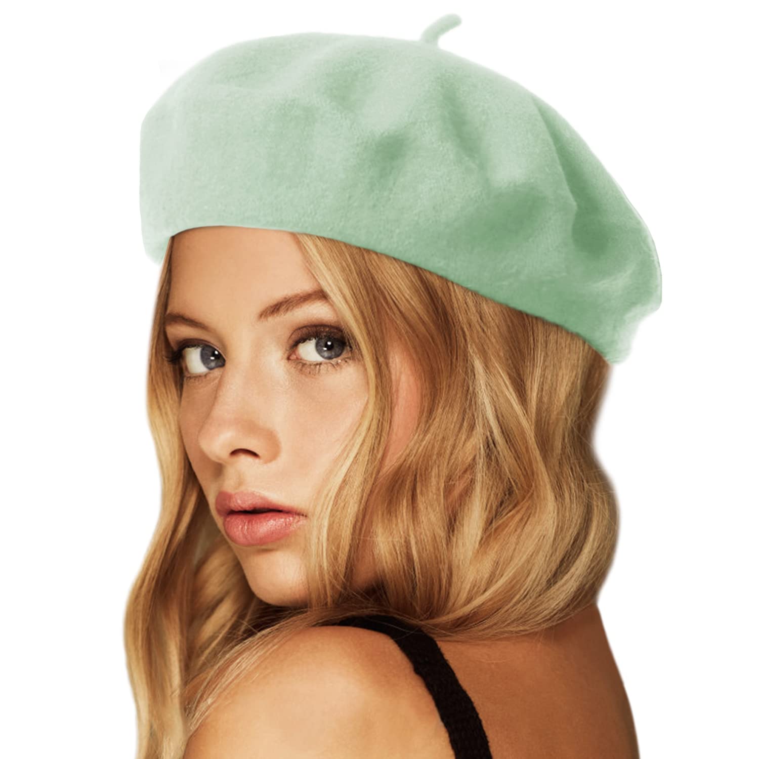 Wool Beret HatSolid Color French Style Winter Warm Cap for 