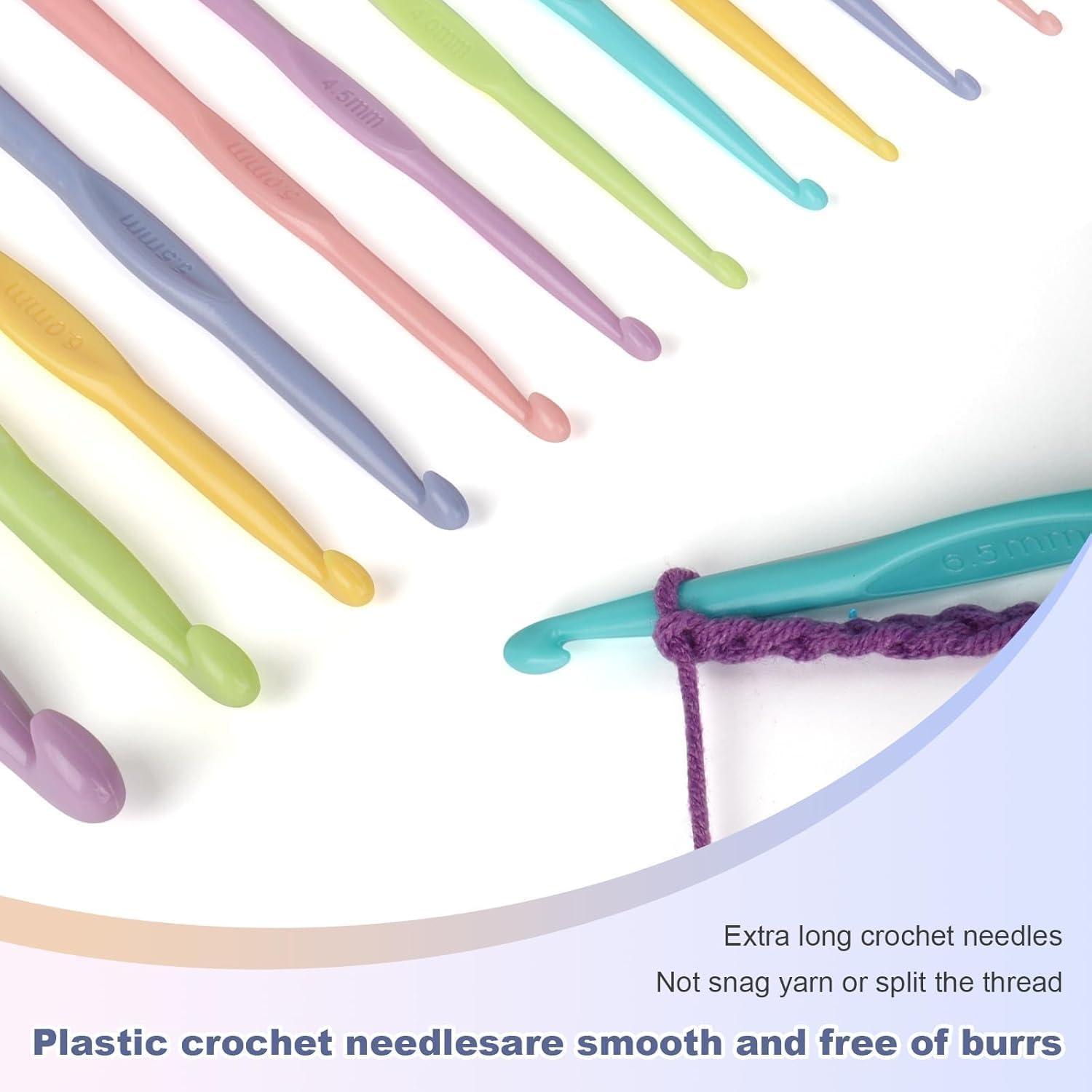 BALTHAZAR,Plastic Crochet Hooks 12 pcs Different Sizes,Ergonomic Steel Crochet Needles Set DIY Yarn Weaving Tools Knitting Kit for Crochet Loves to Make Socks, Hat, Scarf, Bag, Cap