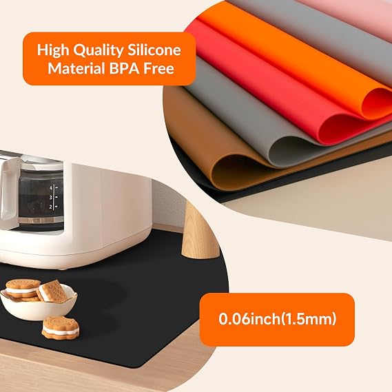 Extra Large Silicone Countertop Protector Mat Heat Resistant, Non-Slip Kitchen Mat for Counter, Desk, Crafts 27.5 L x 19.6 W Black