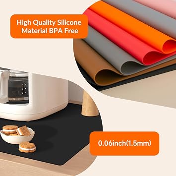 Extra Large Silicone Countertop Protector Mat Heat Resistant, Non-Slip Kitchen Mat for Counter, Desk, Crafts 27.5 L x 19.6 W Black