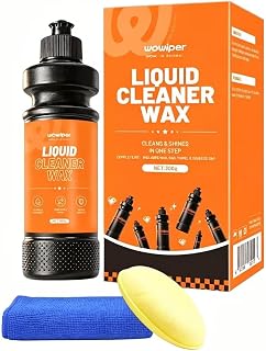 Liquid Cleaner Wax for Cars - 2 in 1 Car Wax Cleaner & Shine in One Step, Easy to Use Liquid for Paint Protection, Water Beading & Gloss for Black White Cars - 10.58 oz