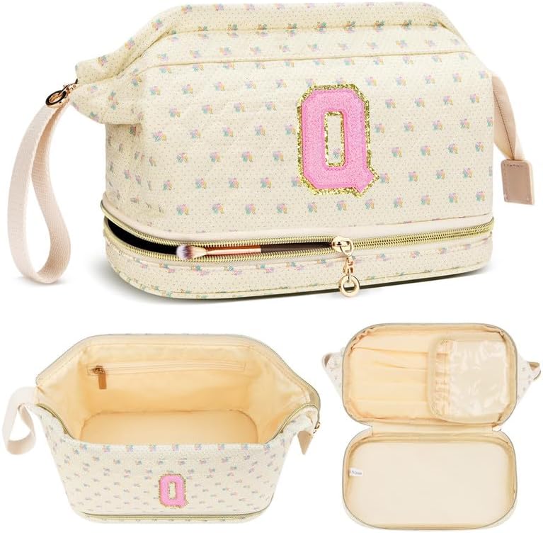 Bolsa de maquillaje inicial, Azul, Q