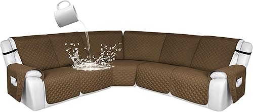 Miniatura 63 de HDCAXKJ 100% Fundas impermeables para sofá seccional reclinable en forma de L, funda de sofá reclinable acolchada lavable, fundas de esquina para