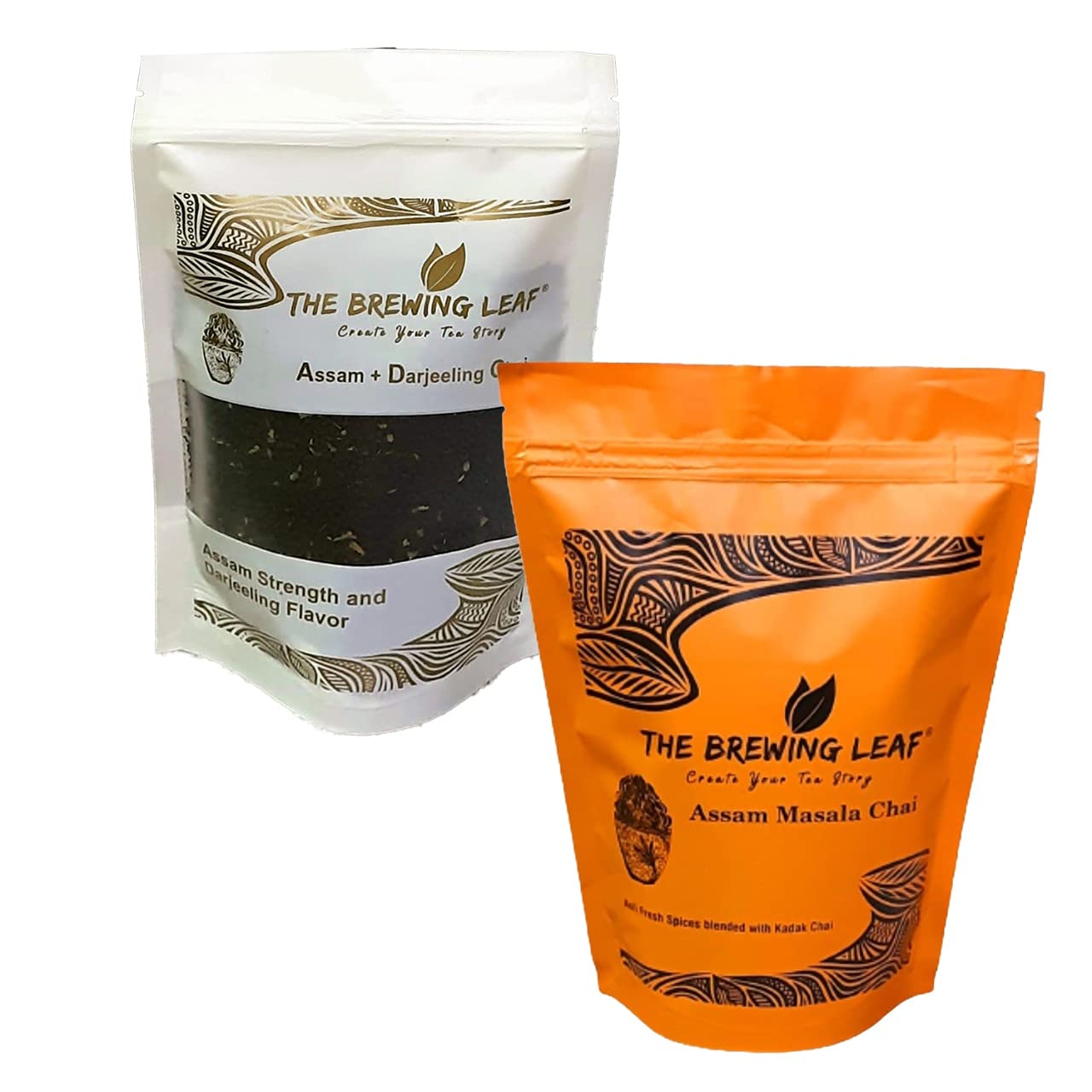The Brewing Leaf Premium Assam Masala 250 gm With Assam + Darjeeling Tea 100 gmDaanedar| CTC| Black Tea Leaves| Darjeeling Tea leaves | Aroma| Flavour | Loose Leaf| Milk Tea | Liquor Tea-Pack Of 2(350 gm)