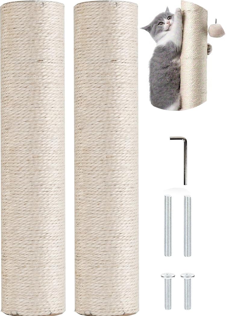 2pcs Cat Scratching Post Replacement,30cm/11.8 Inch Sisal Rope Refills for Cat Tree & Scratching Posts – Easy to Install