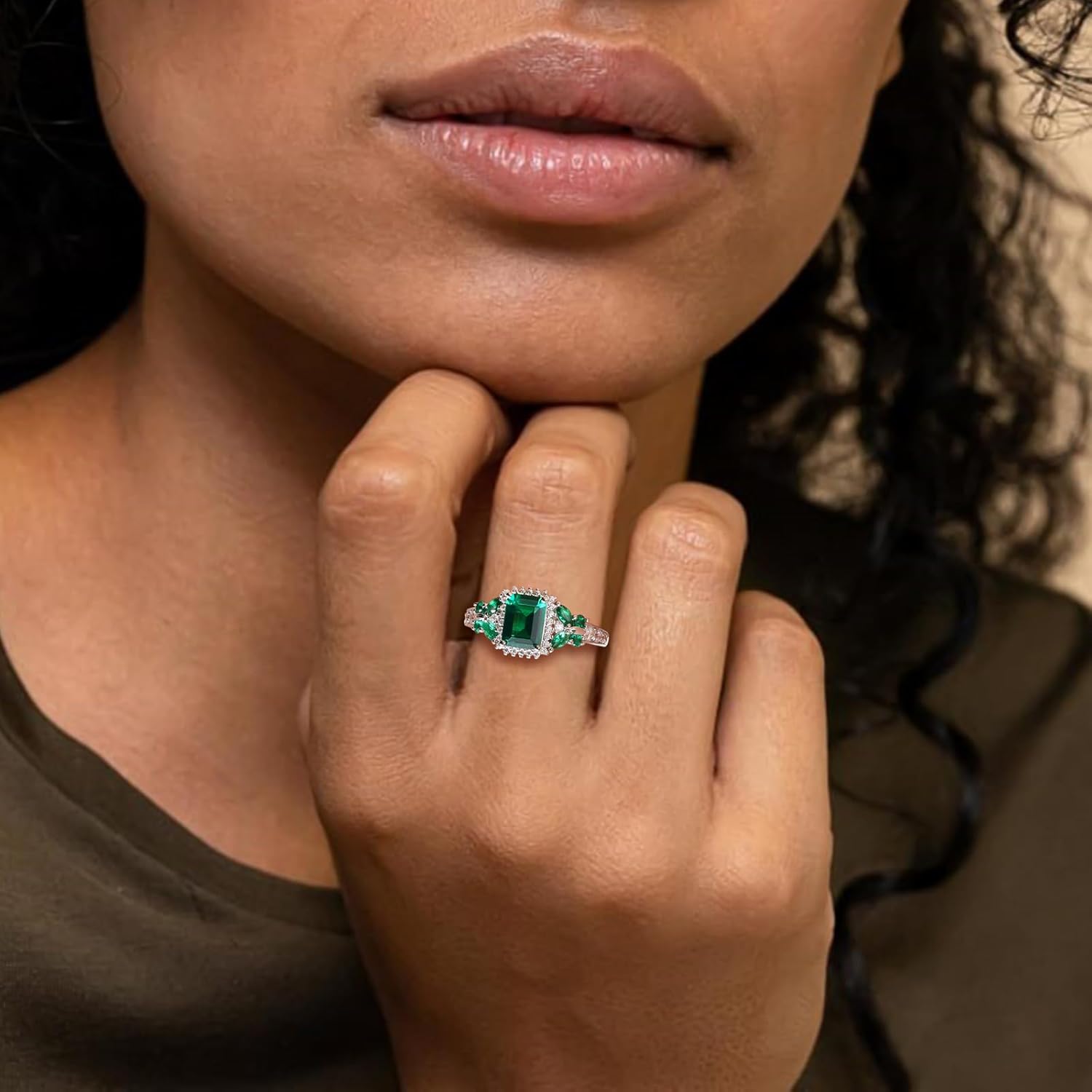 Butterfly Rings for Women, 925 Sterling Silver 3-4 Carat Birthstone Halo Ring Amethyst/Emerald/Blue Sapphire/Ruby Promise Ring Emerald Cut Engagement Rings for Her,Lovers Birthday Valentines Gift - Image 4