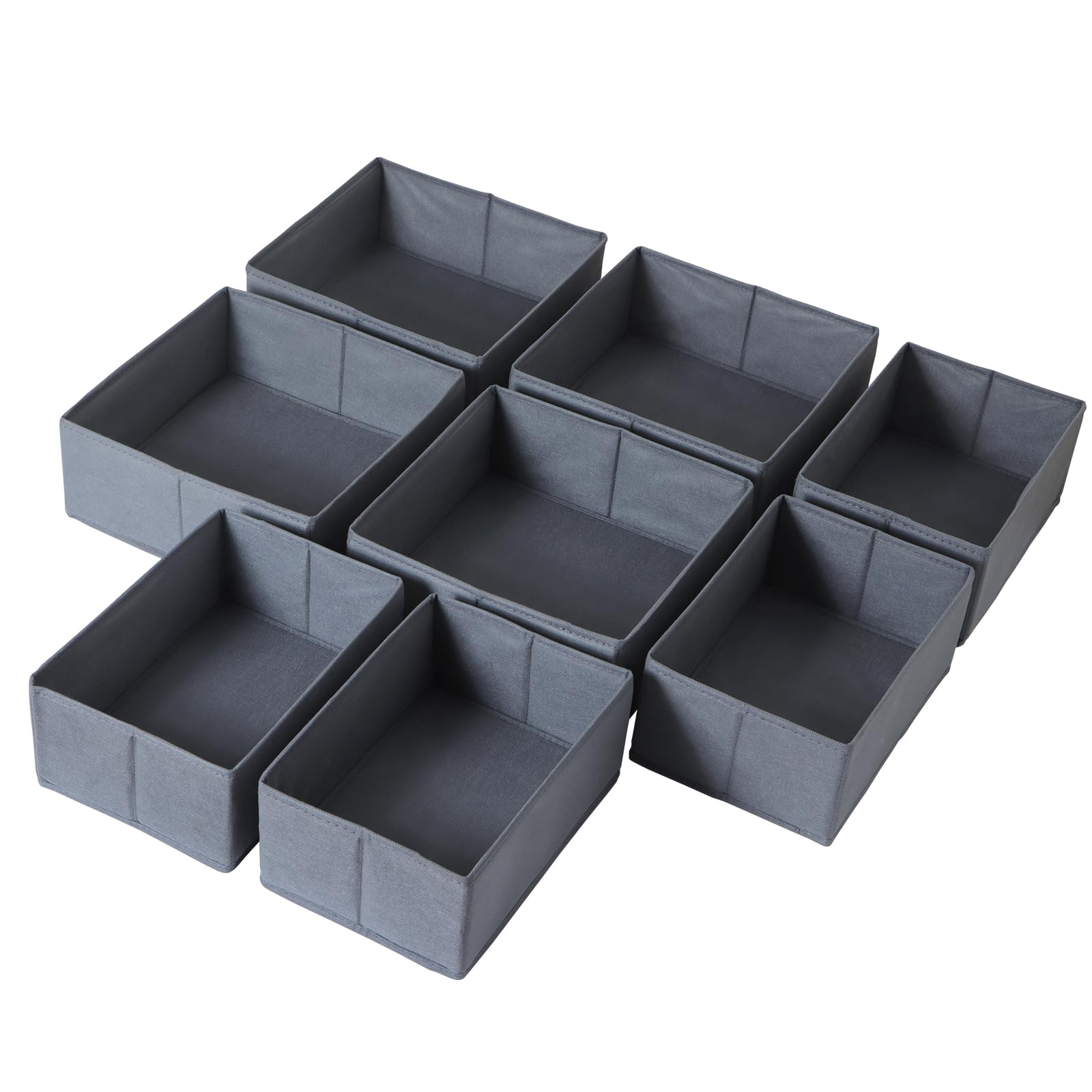 Confezione da 8 organizer per cassetti, pieghevoli, in 2 misure, con base robusta, divisori per cassetti in tessuto lavabile, per biancheria intima, vestiti per bambini, reggiseni, calze