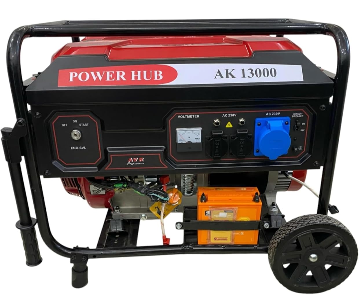 POWER HUB AK13000-10000 Watts OR 10KW Powered Self Start With Heavy Duty Engine|Home & Commercial Use|Single Phase|Petrol Generator|Life Time Spare Support & Service|1 Year Full Warranty