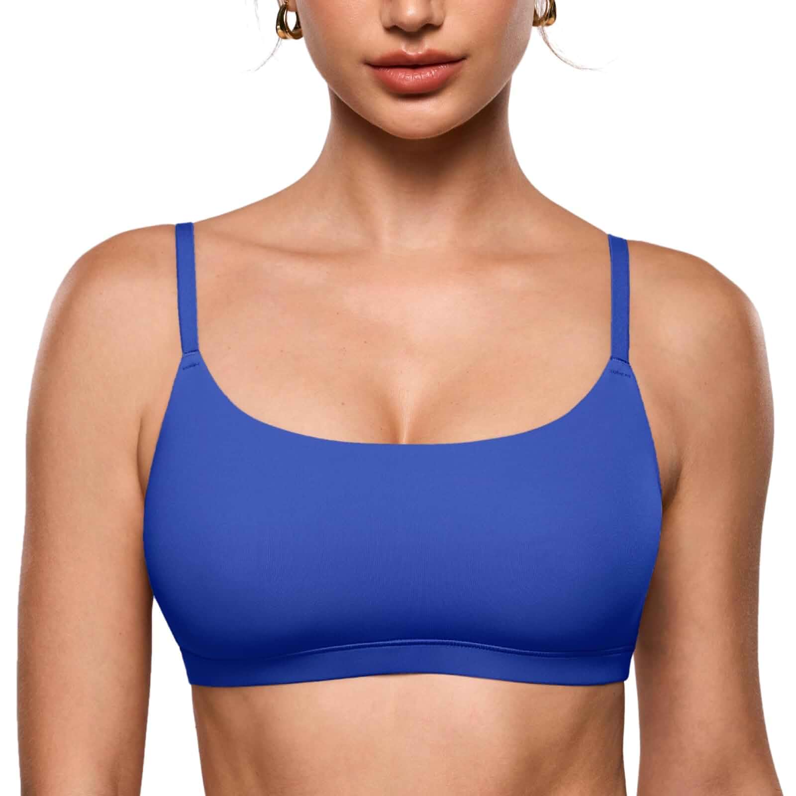 INLYRIC Women's Unlined Wireless Sports Bralette Comfort, Unpadded, Scoop Neck, Wirefree, Dual-layer, Seamless, Pull-on, Adjustable Straps, Gentle Support, Lounge