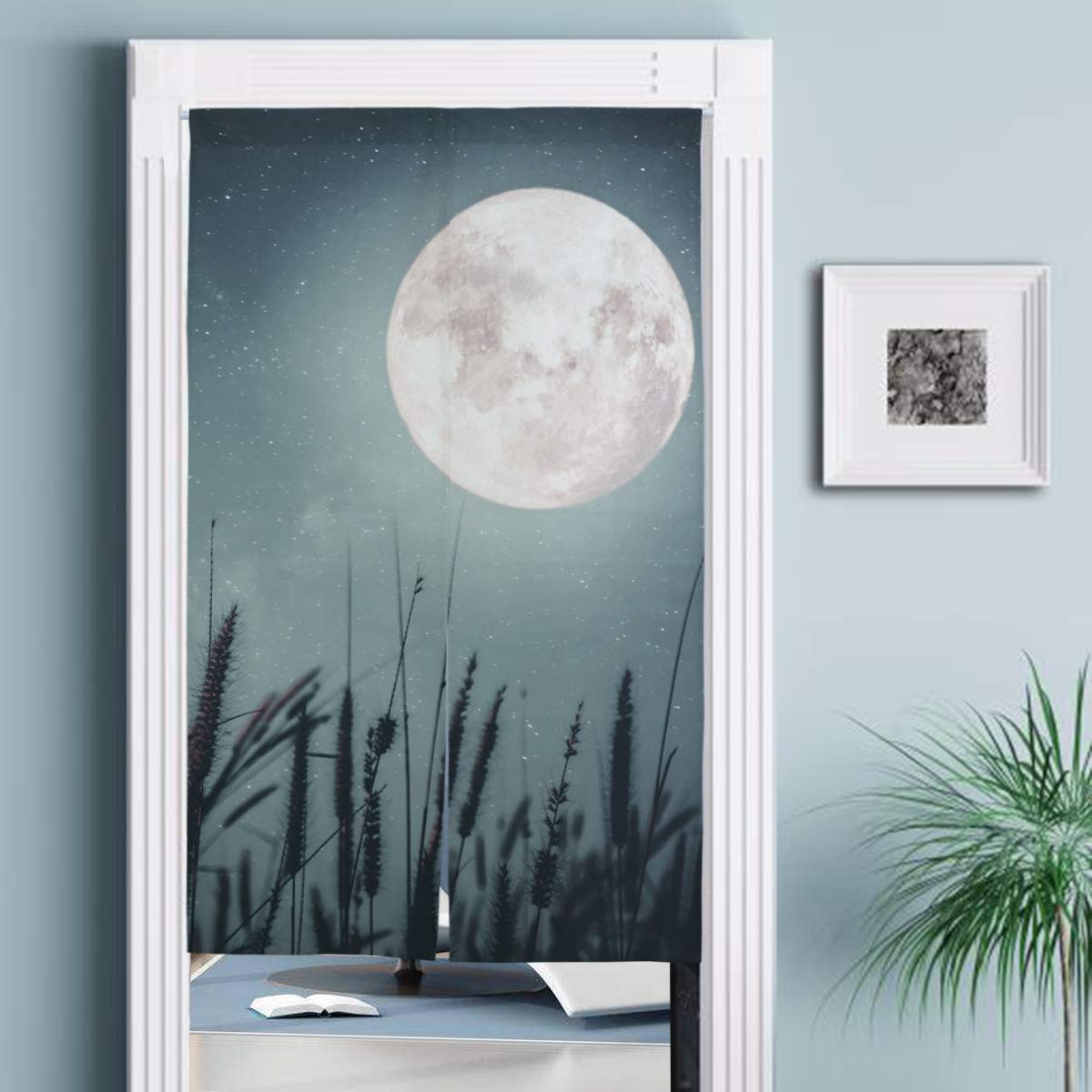 のれん　満月 万葉舎 手染めのれん／満月 | ライトアップオンラインストア