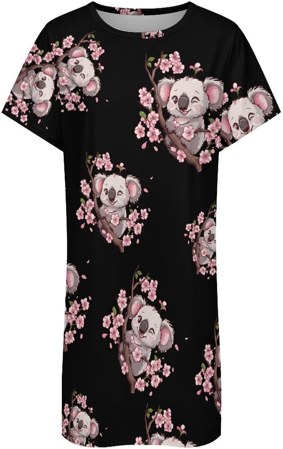 Cute Koala Bear Womens Nightgown Short Sleeve Sleepshirts Loungewear