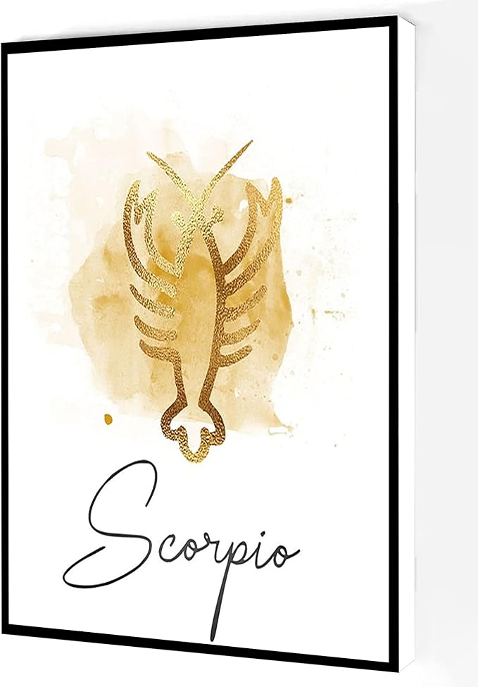 Zodiac Scorpio Canvas Wall Art,Watercolor Scorpio Poster,Astrology Print Modern Artwork Painting For Living Room Office Home Decoration 12''x16'' Framed