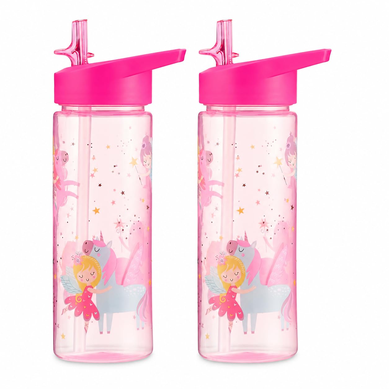 TINY TO TOTS BABY TO TODDLER Kids Unicorn Water Bottle with Straw Lid, 500ml BPA-Free Reusable Flip-Top Drinking Bottle for School, Nursery, Preschool & Daycare, Leak-Resistant Kids Drink Bottle — image 1