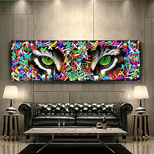 dsdsgog Graffiti Animal Eye Paintings en la pared Art Posters and Prints on Canvas Paintings para la sala de estar Home Wall Decor Canvas Prints 20x60cm Sin marco