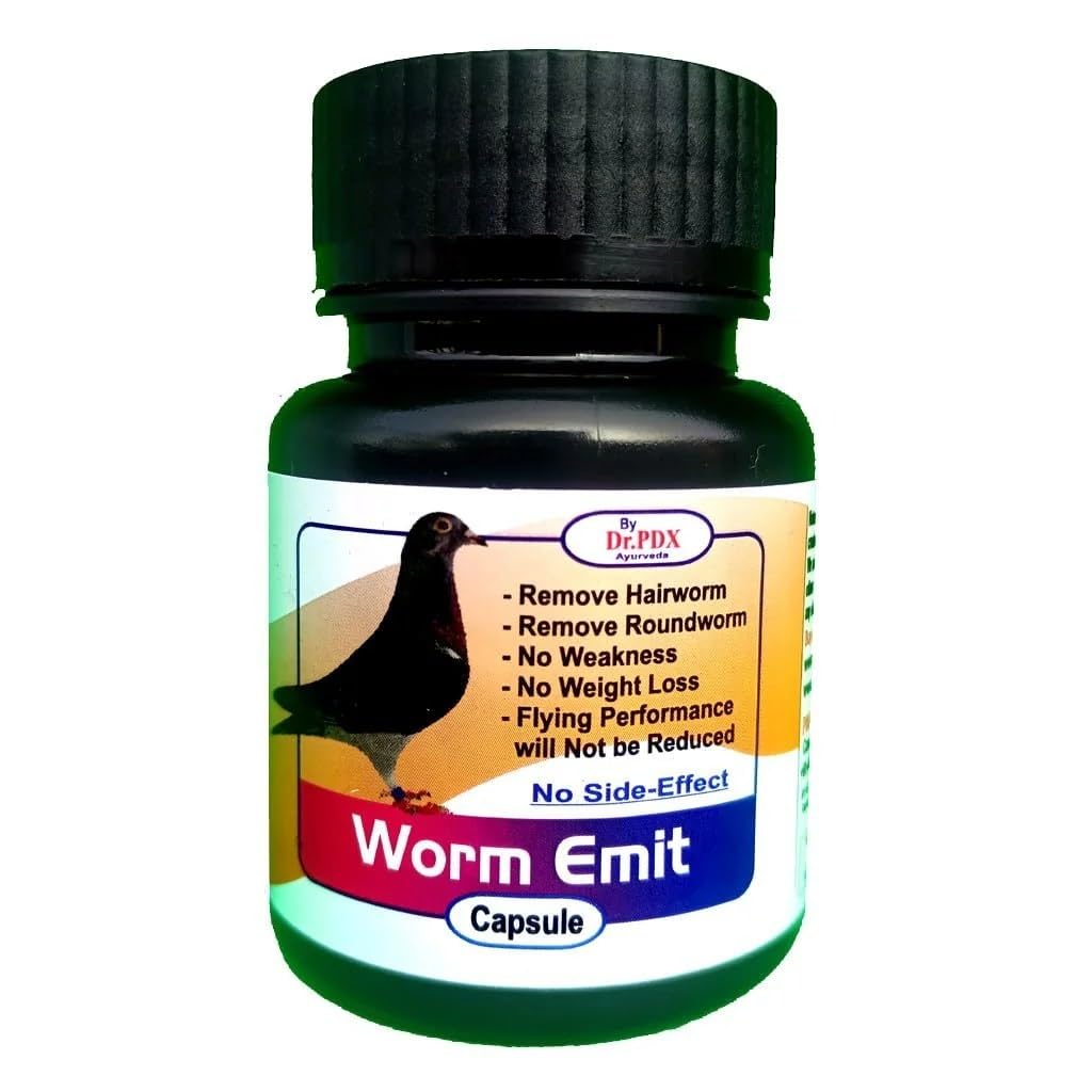Pigeon Deworming Medicine for Pigeons, Capsule, Removes Hairworm and Roundworm, 25/50/100 Pills (100.Pills X 5 Pack)
