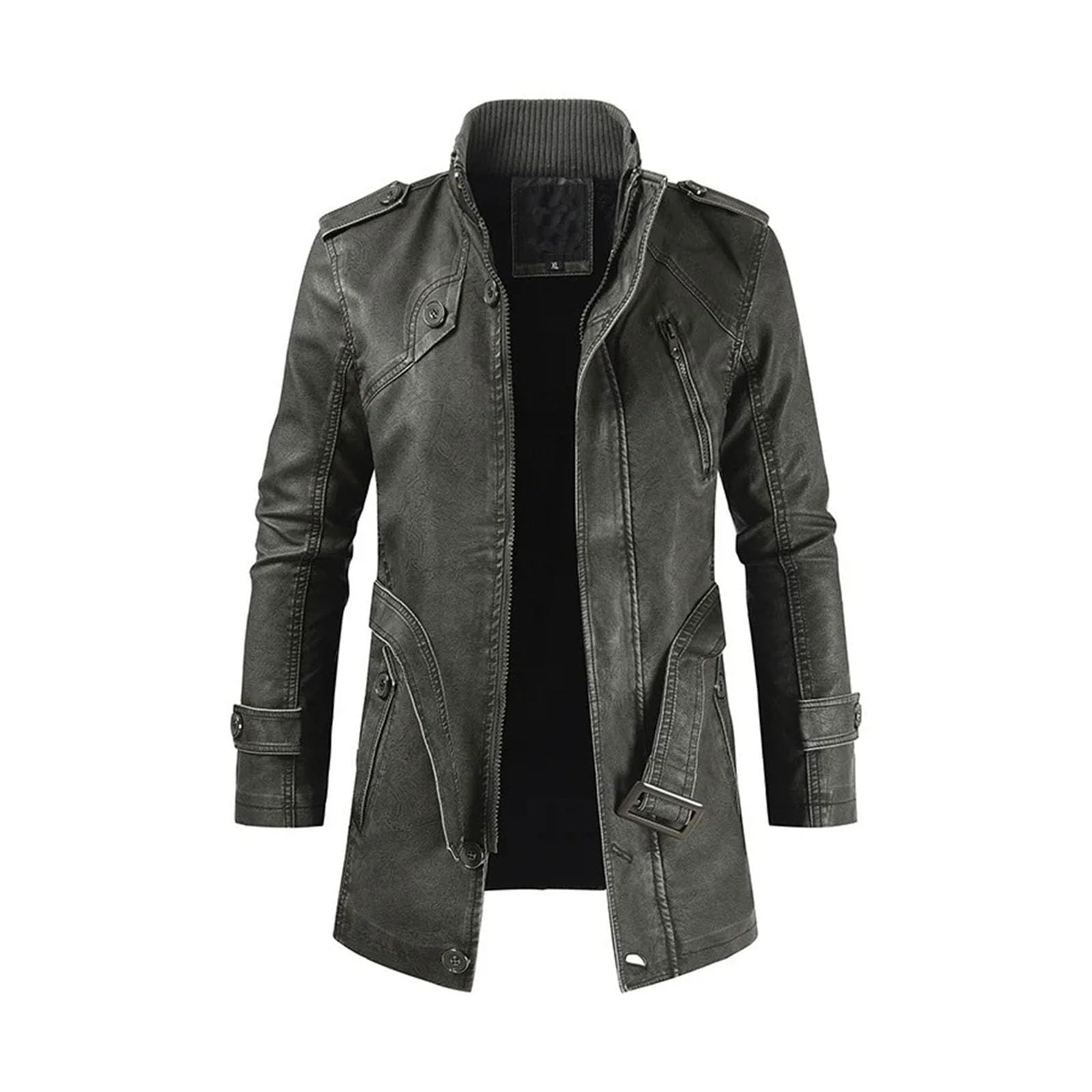 Combinaison de moto longue en cuir pour homme, coupe ajustée, style décontracté, coupe-vent, veste en similicuir PU, marron foncé, taille XS