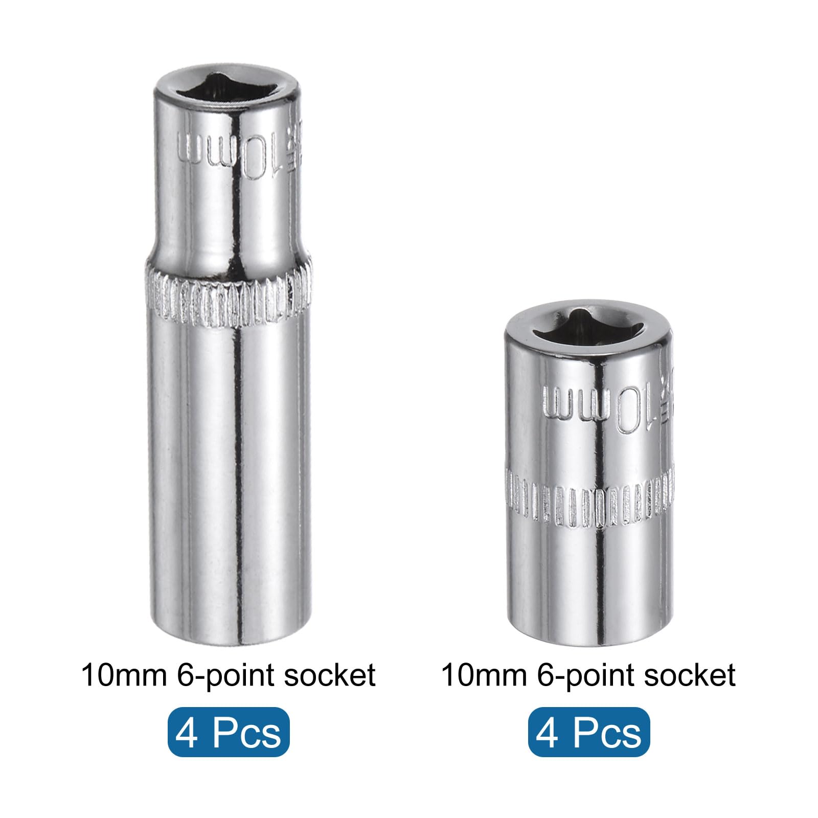 Tight Space Access Socket Uxcell 4-Pack 1/4 Drive 5/16 6-Point Shallow Sockets – Chrome Vanadium Steel, Mirror Polished