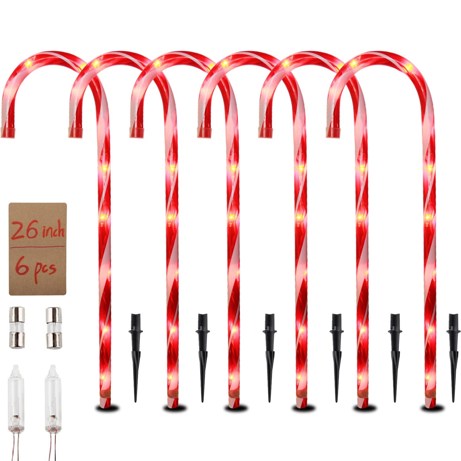 Christmas Candy Cane Lights 26Inch Xmas Pathway Markers Light